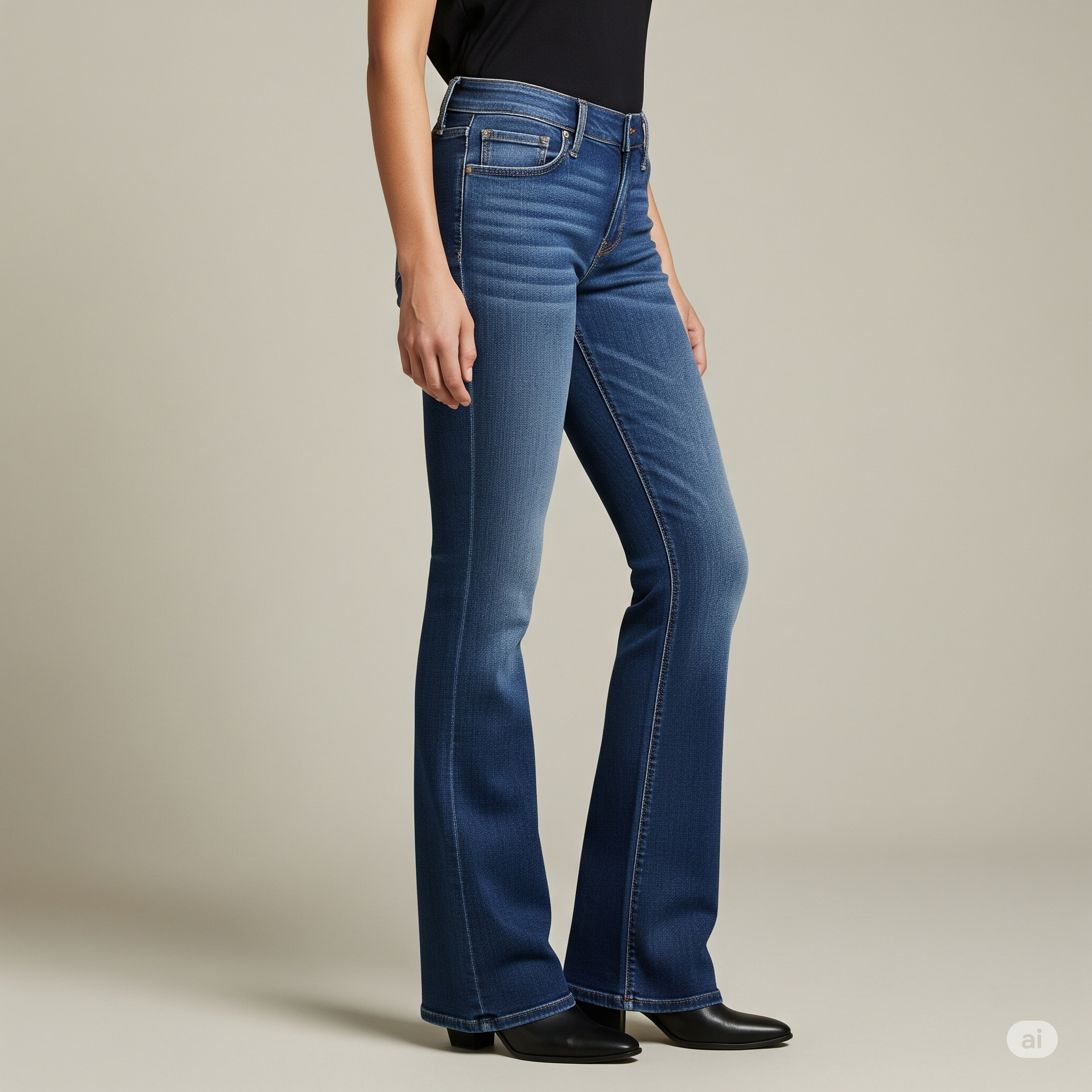 Jeans Acampanados de Tiro Alto para Mujer